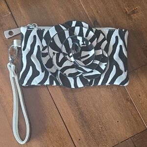 Stylish Zebra Print Clutch with Wristlet